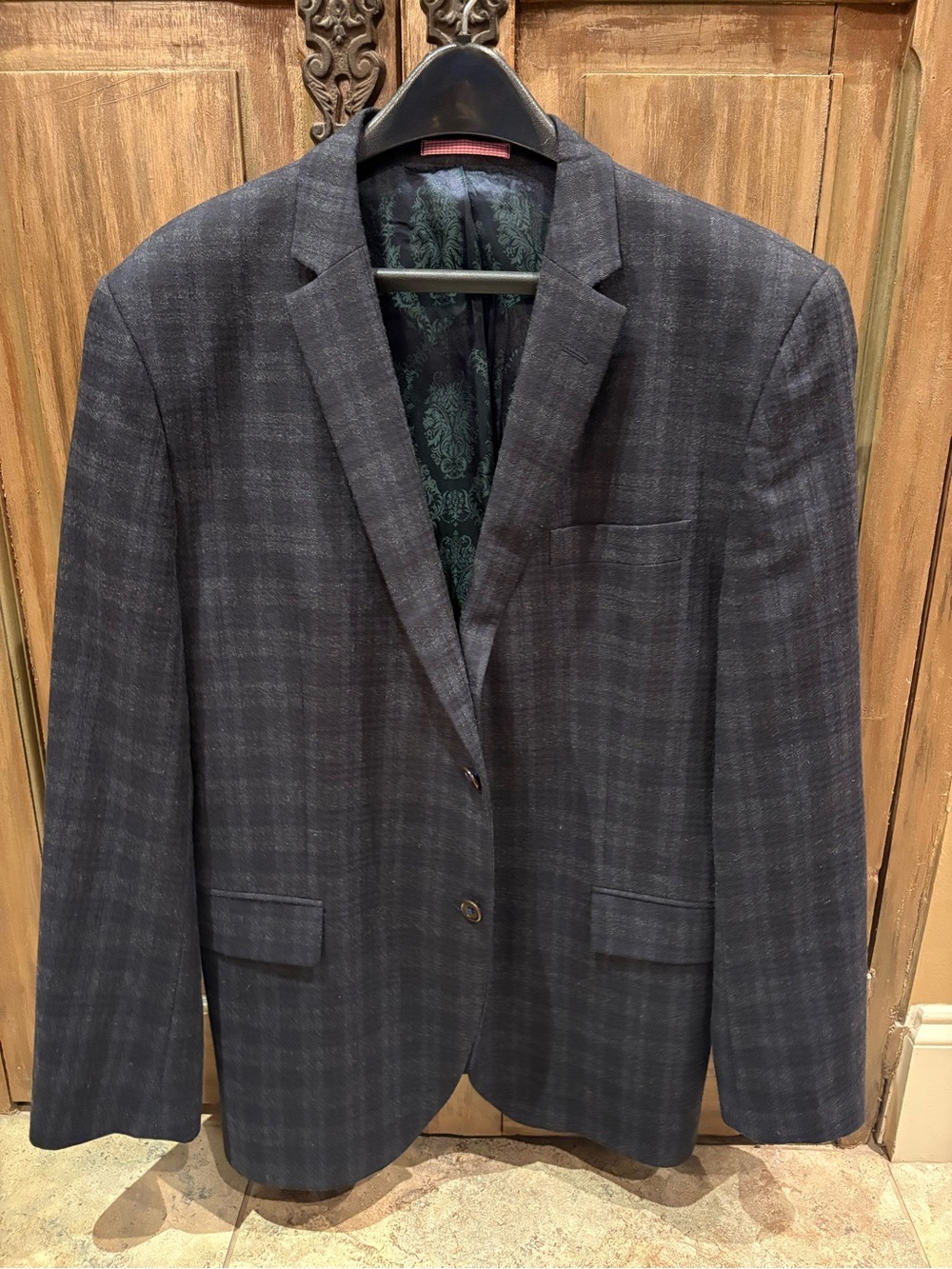Men's Navy Plaid Blazer - Classic Tailored Jacket